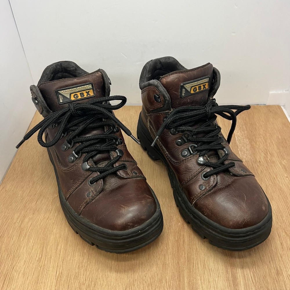 GBX Mac Extreme Series Leather Boots Mens 8.5 Brown Lug Sole Hiking Work 3290